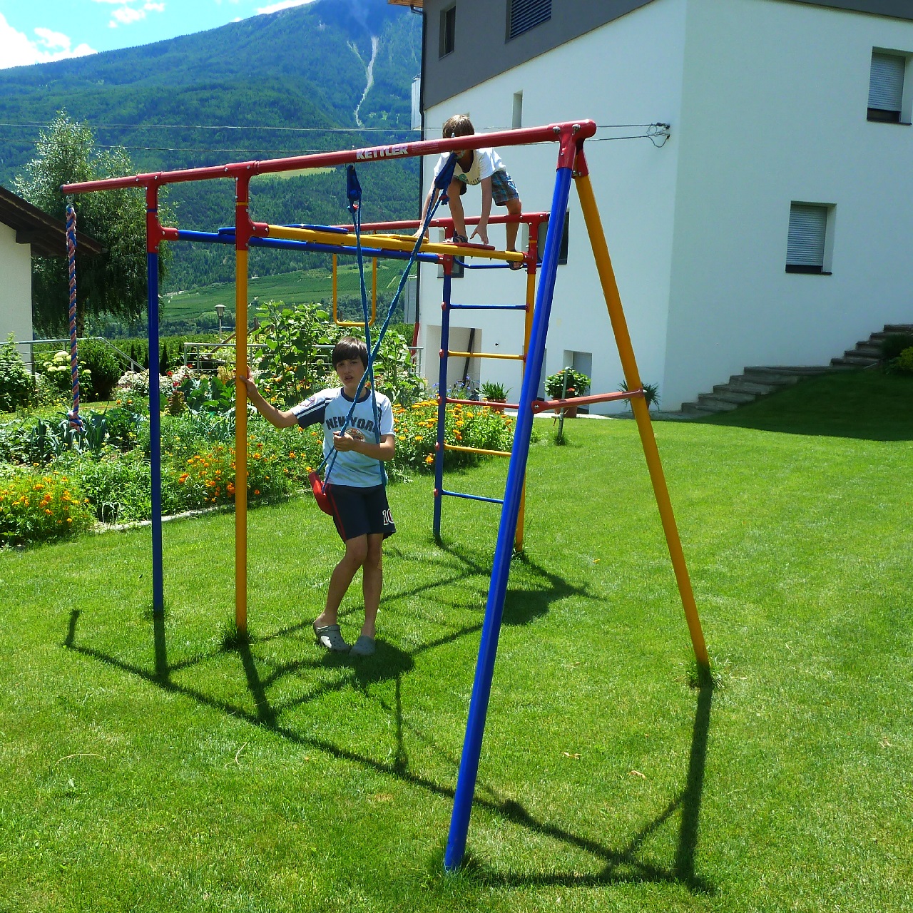 Swings in the garden at Waalhof farm Holidays in South Tyrol